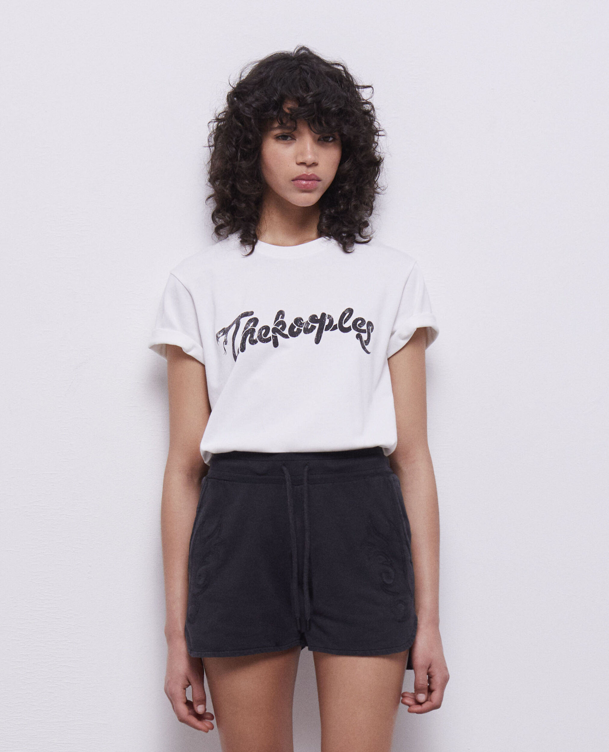 Short noir molletonné avec broderies Western