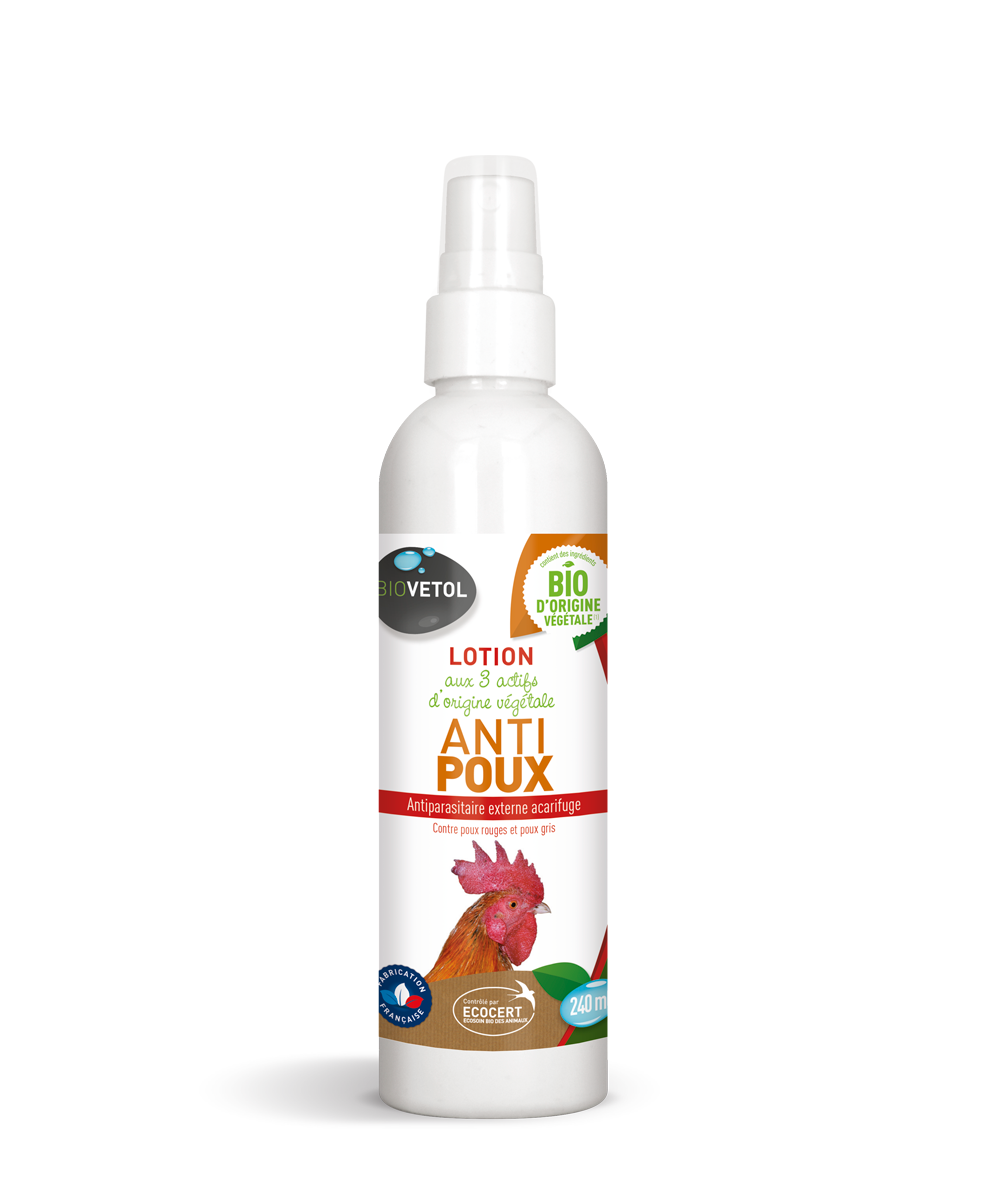Lotion anti-poux bio - insectifuge certifié ecocert - soin basse-cour - 240ml