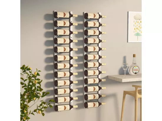 Prolenta Premium - Casier à vin mural pour 12 bouteilles 2 pcs Blanc Fer