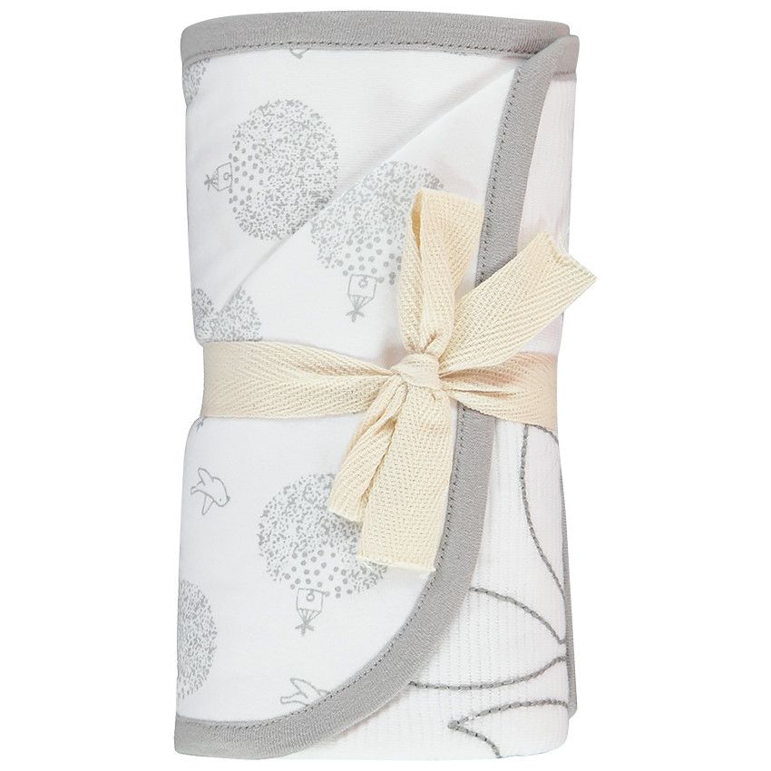 Couverture en jersey et ottoman 80x80 cm - Blanc