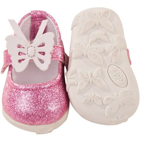 Götz poppenschoenen roze glitter vlinder - m en xl