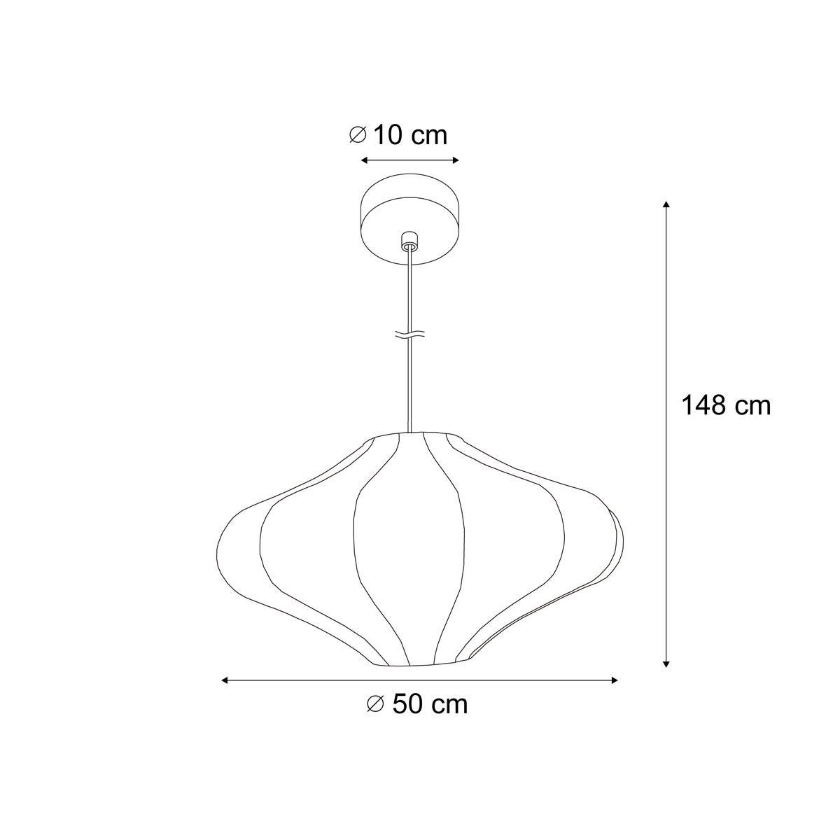 Japandi hanglamp bruin met stoffen kap 50cm  - Plu