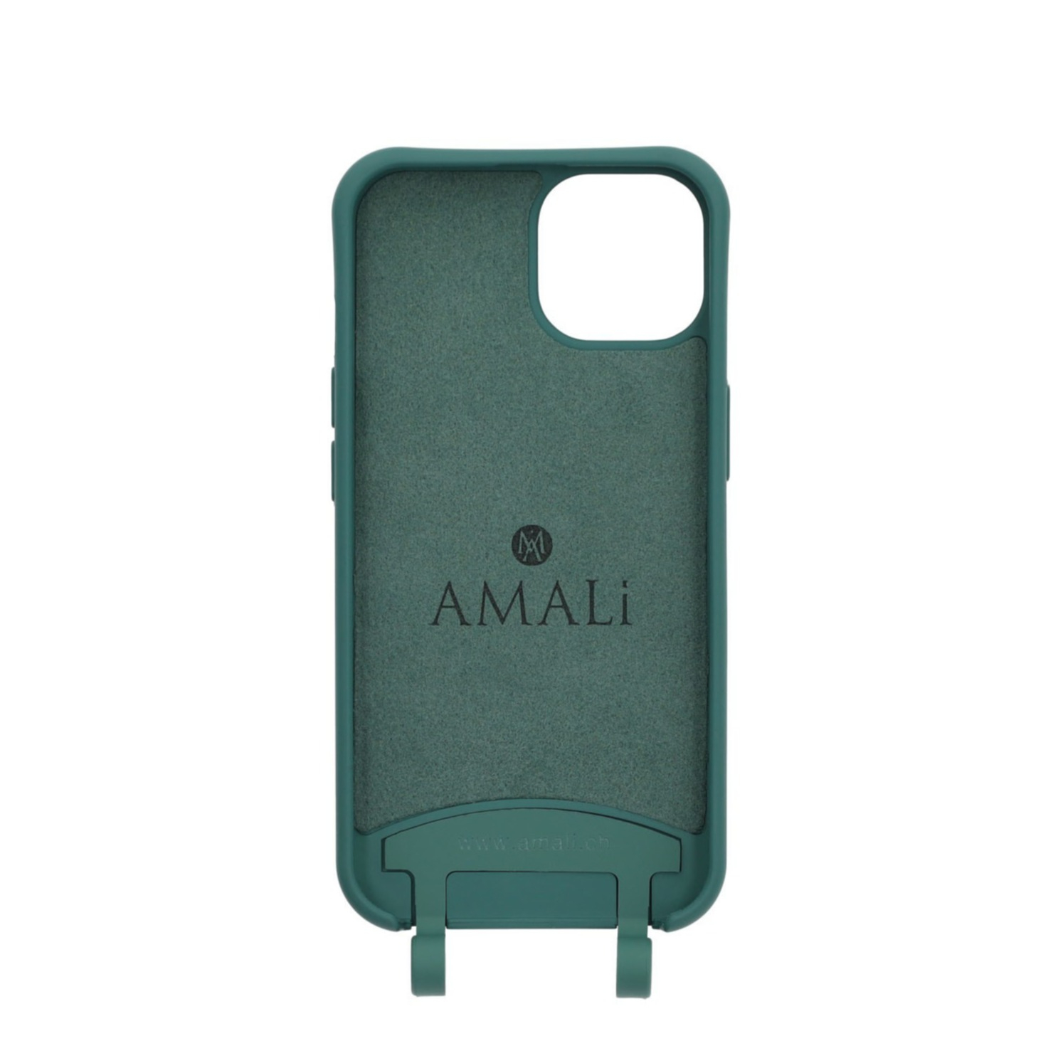 iPhone 14 Handy Hülle Elegantes Case mit abnehmbarem Necklace Adapter - Darkgreen / Gold