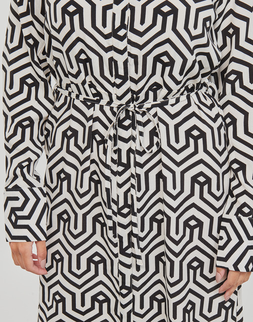 Vila - VIDACA SANA L/S MIDI CALF SHIRT DRESS/SU - Noir / Blanc