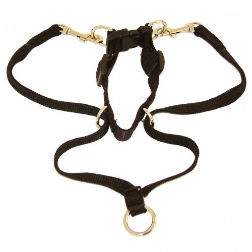 Coleira peitoral Gentledog de nylon para cães, preta.