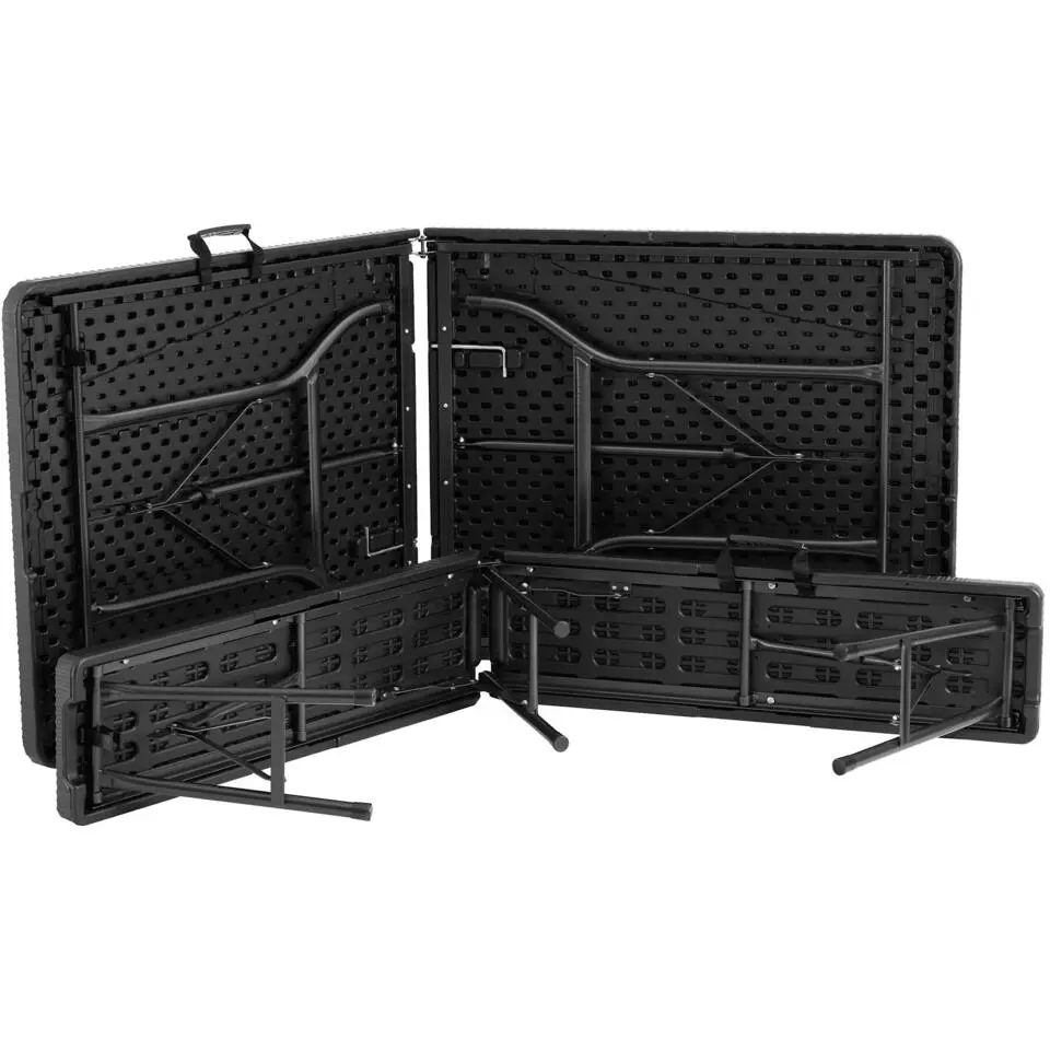 tectake Campingtafelset Vani inklapbaar in wicker-look, Zwart-wicker Look