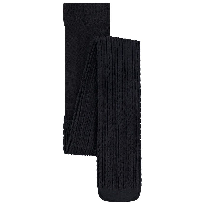 Collant épais torsadé pour fille - Noir