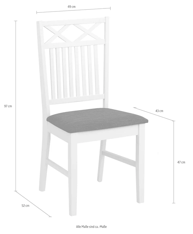 Home affaire Esszimmerstuhl »Fullerton, Holzstuhl« (Set) 2 Stk.mit attraktiven Fräsungen, Sitzhöhe 47 cm, Küchenstuhl