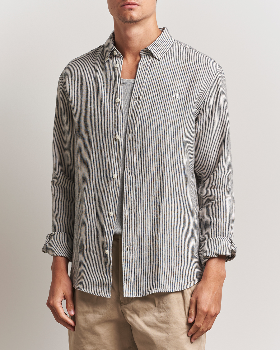 Les Deux Konrad Striped Linen Shirt Black