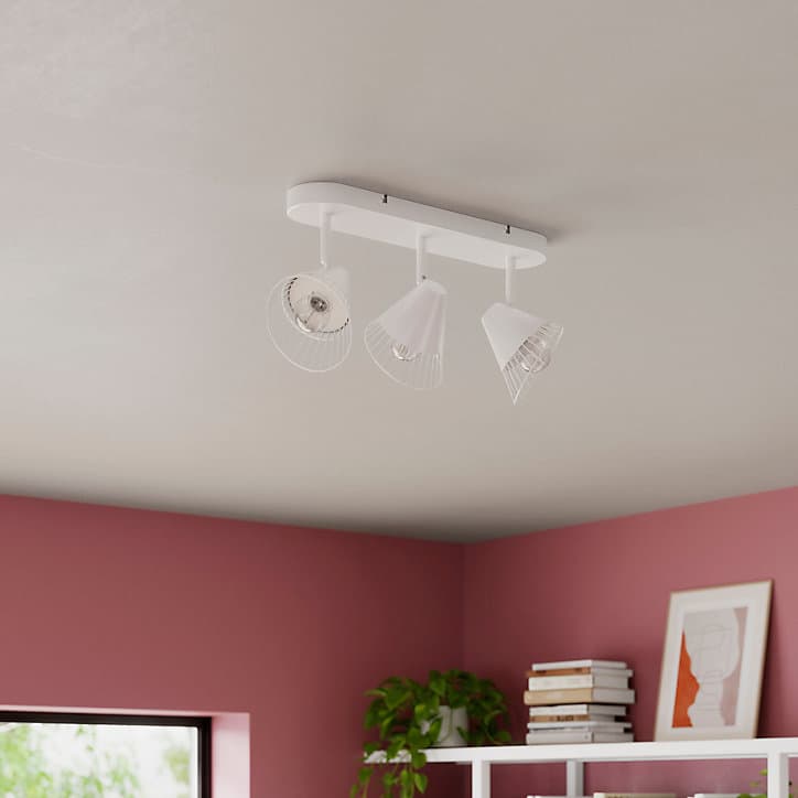 Réglette spot 3 lumières E14 10W GoodHome Tsolma blanc mat L.40 x L.9 x H.22 cm