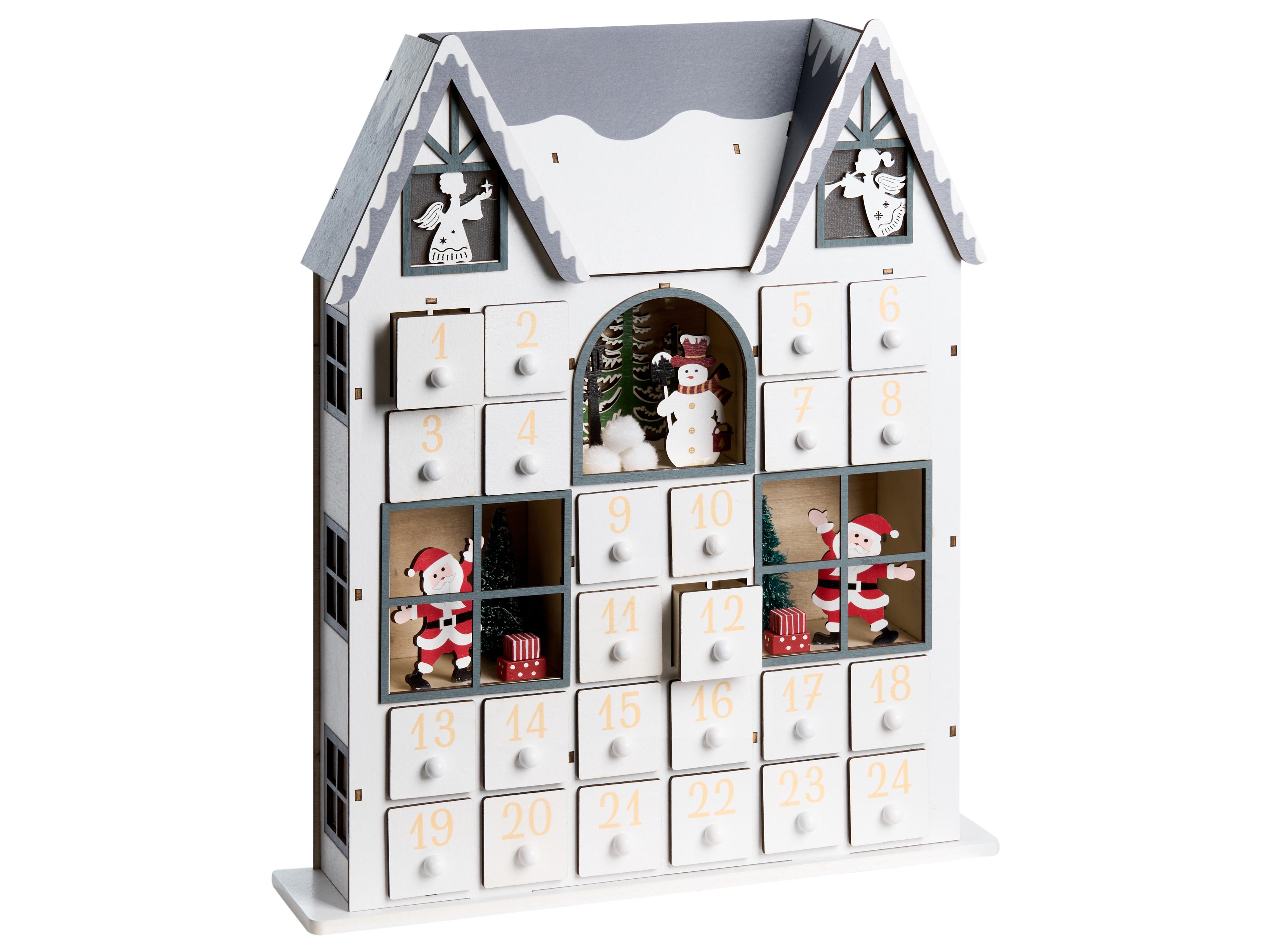 Kerstdecoratie LED FEMUND Adventskalender 40 cm Wit