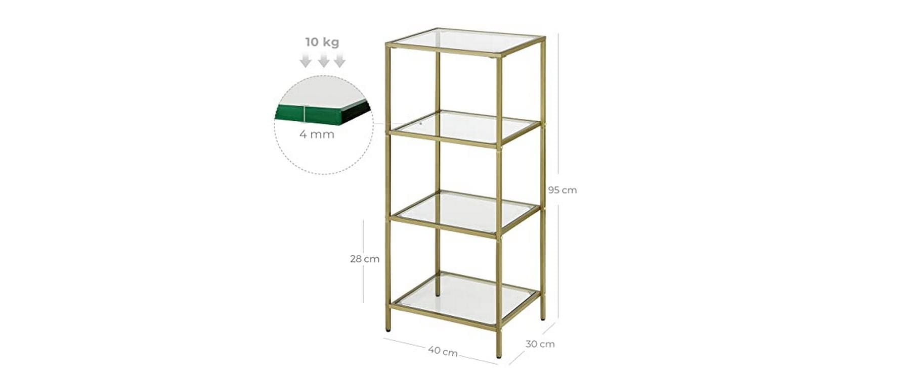 Regal 40 x 30 x 95 cm, GoldStandregal