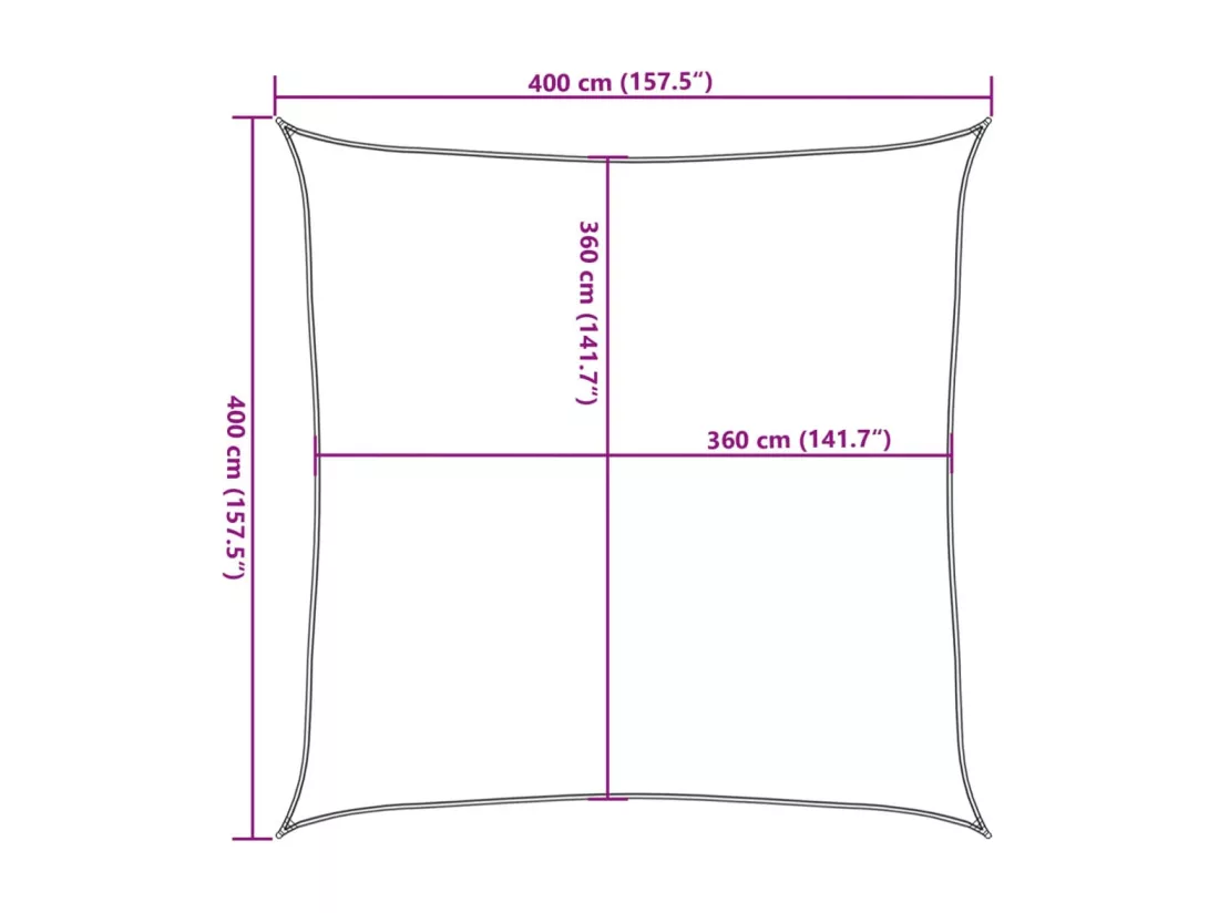 Voile d'ombrage 160 g/m² Noir 4x4 m PEHD
