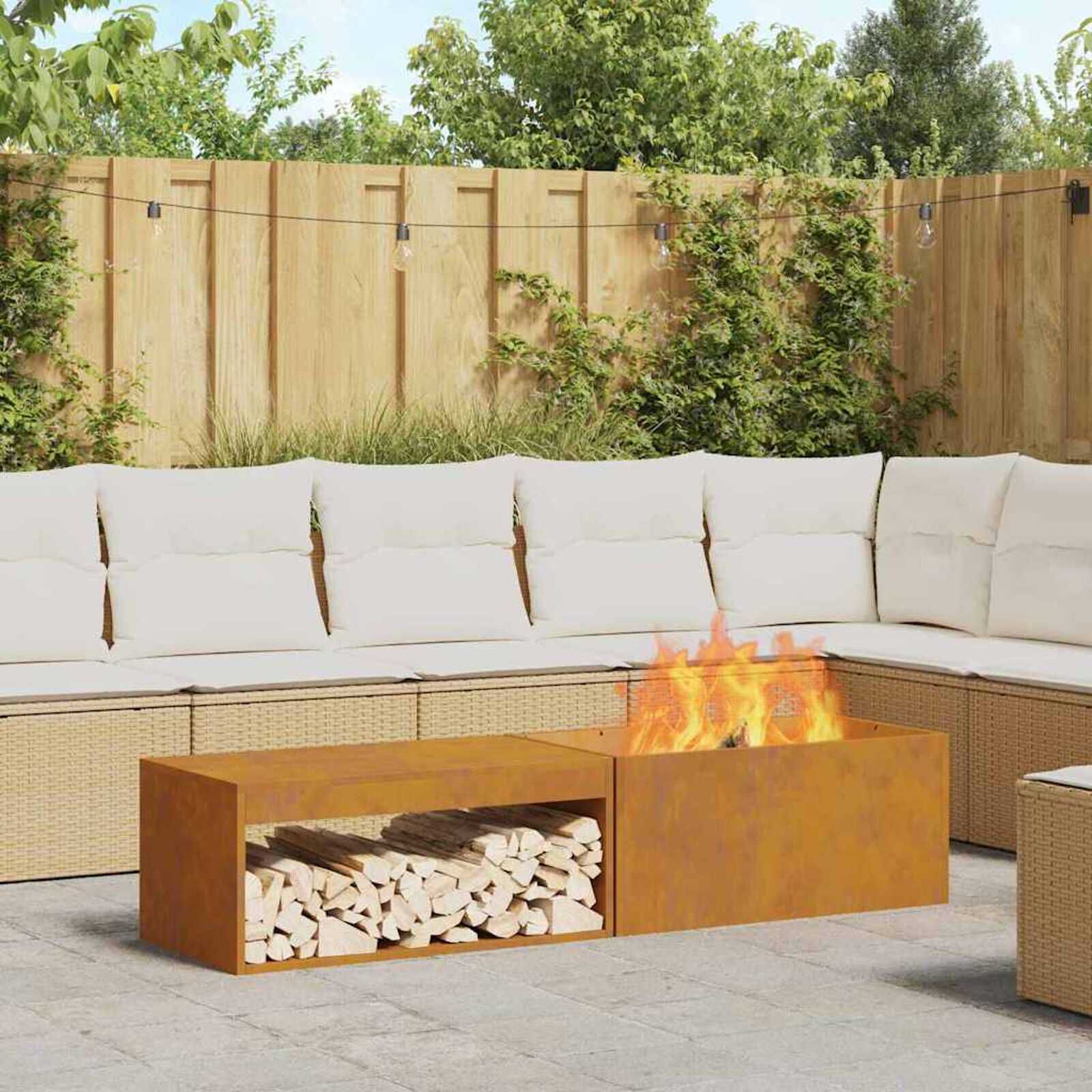 vidaXL Bruine Haard 160 x 45 x 35 cm Cortenstaal