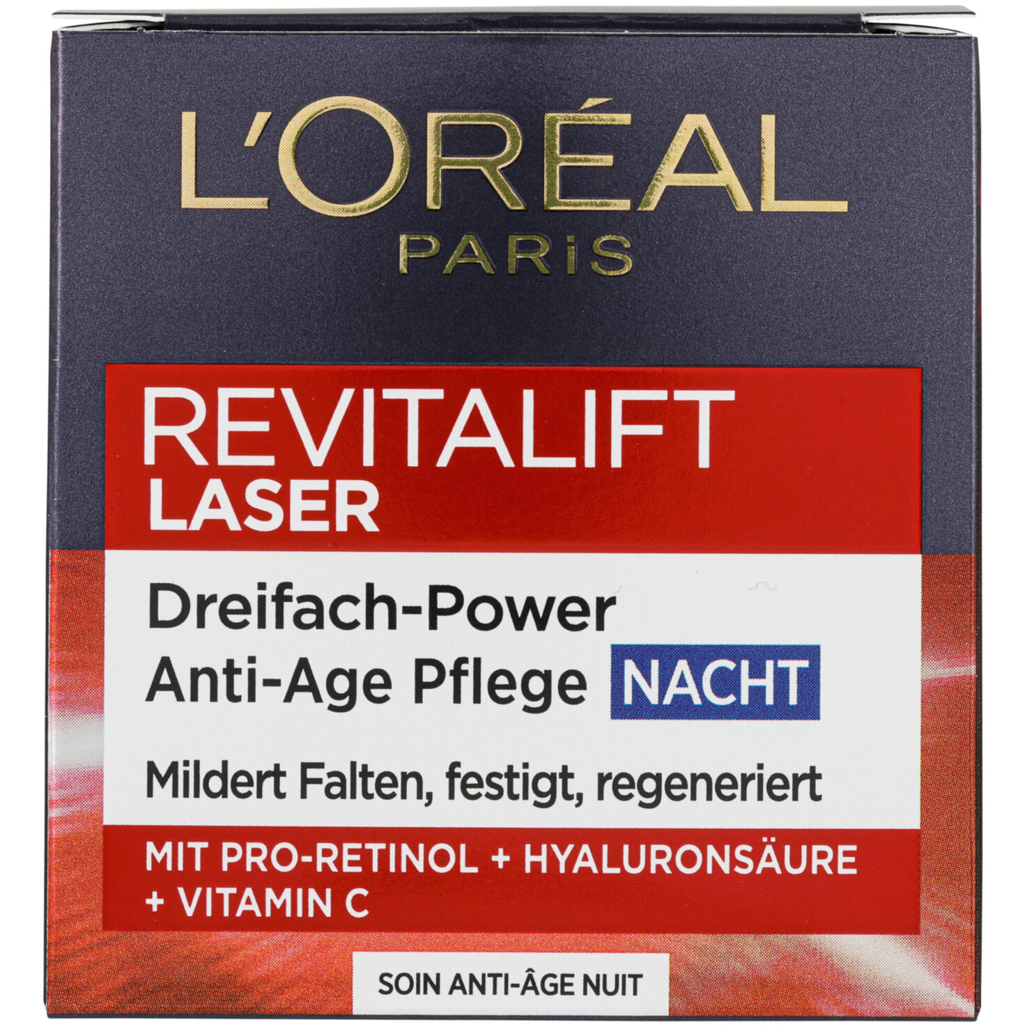 L'Oréal Paris RevitaLift Laser X3 Dreifach-Power Anti-Age Pflege Nacht, 50ml