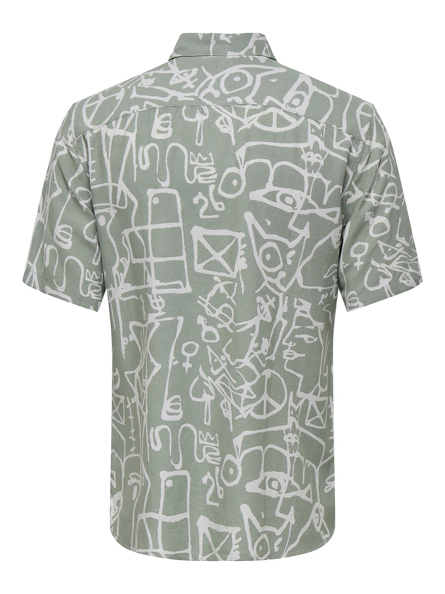 ONLY & SONS<br>Camisa estampada em viscose e linho
