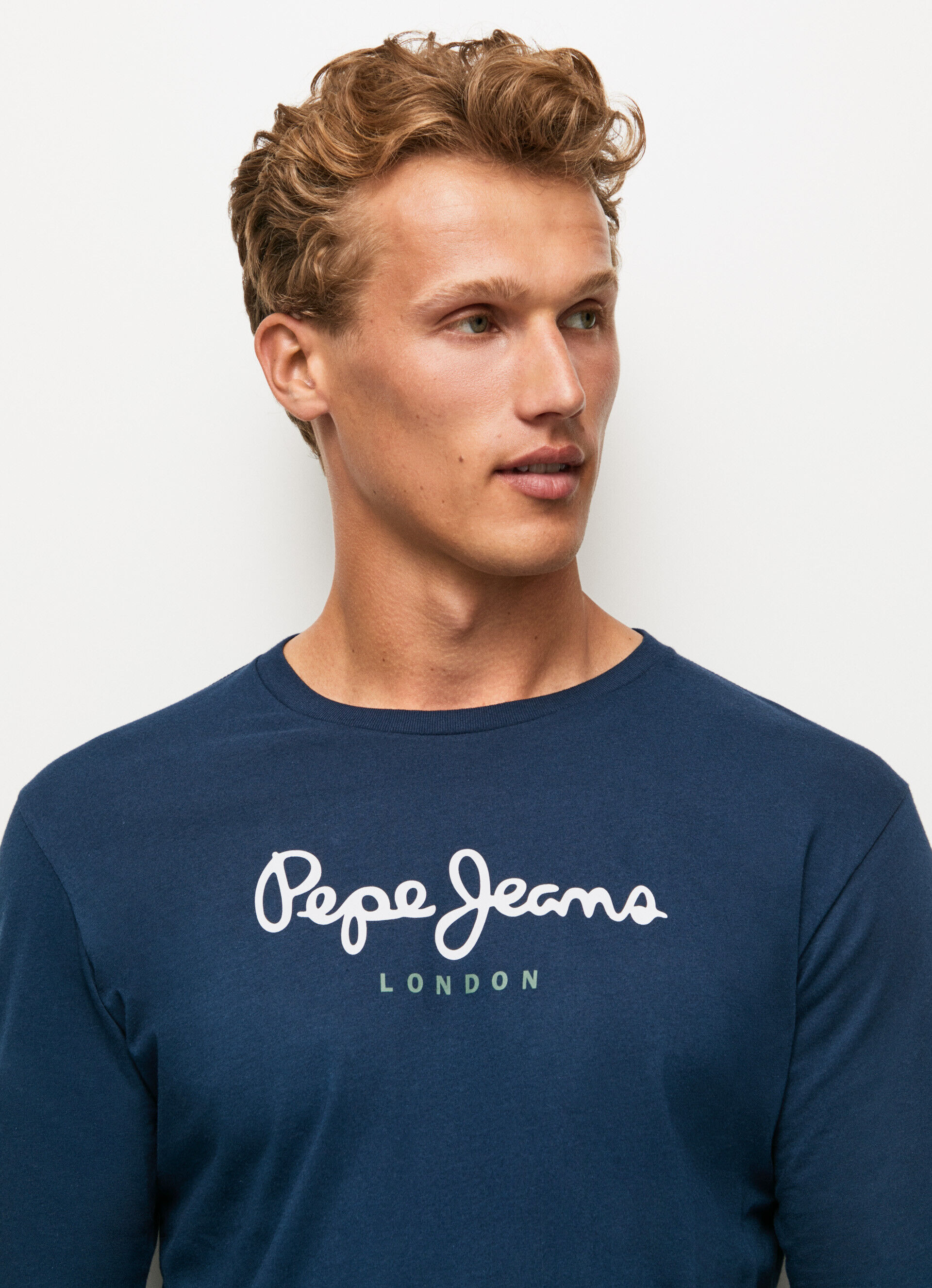 Camiseta de algodão com logotipo estampado - azul marinho