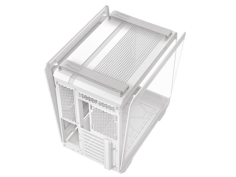 ASUS PC-Gehäuse TUF GAMING GT502 Horizon TG ARGB Weiss Robuster und stylisher Midi-Tower mit gehärtetem Glas, ARGB-Beleuchtung und durchdachtem Kühlkonzept
