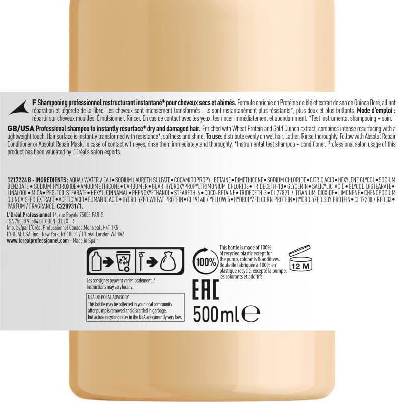 Shampooing Absolut Repair L'Oréal Professionnel 500ML Rechargeable