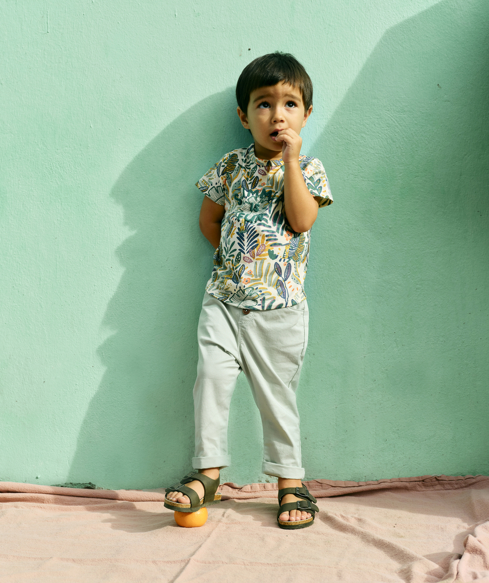 LE PANTALON SAROUEL VERT EN TOILE DE COTON