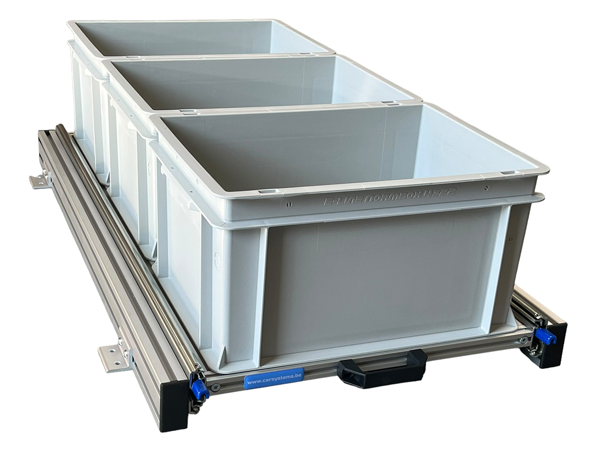 Aluminium 90x40 cm schuifframe met 3 open bakken