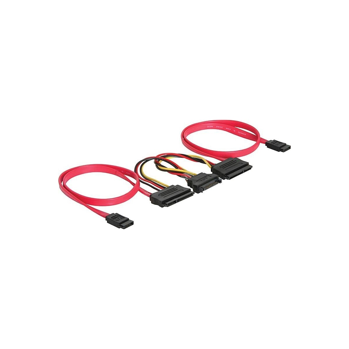 DeLOCK SATA-kabel för 2xSATA-hårddiskar + SATA-ström, 50 cm