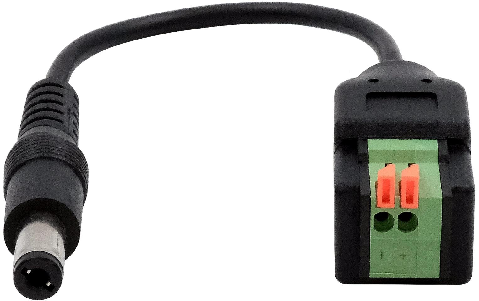 Hohlstecker Adapter DC-Stecker zu Terminal BlockKabel-Adapter 5.5 x 2.1 mm zu 2-pin Terminal Block mit Drucktaster