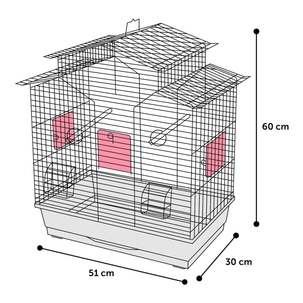 Cage à perruches numfor 1 51x30x60 cm bleu métallique