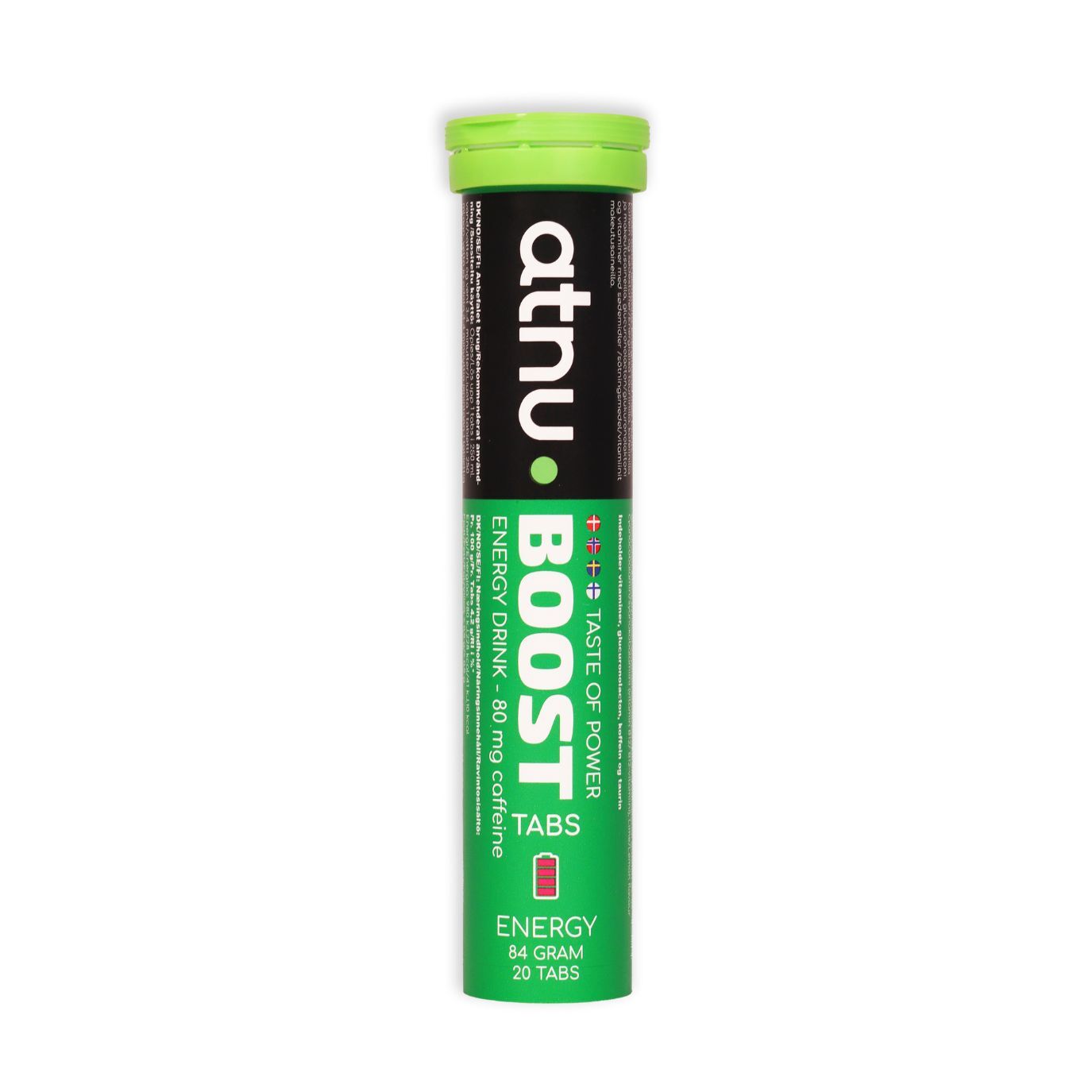 ATNU BOOST Energy Drink Green Edition koffeintabs med lime/lemon smag