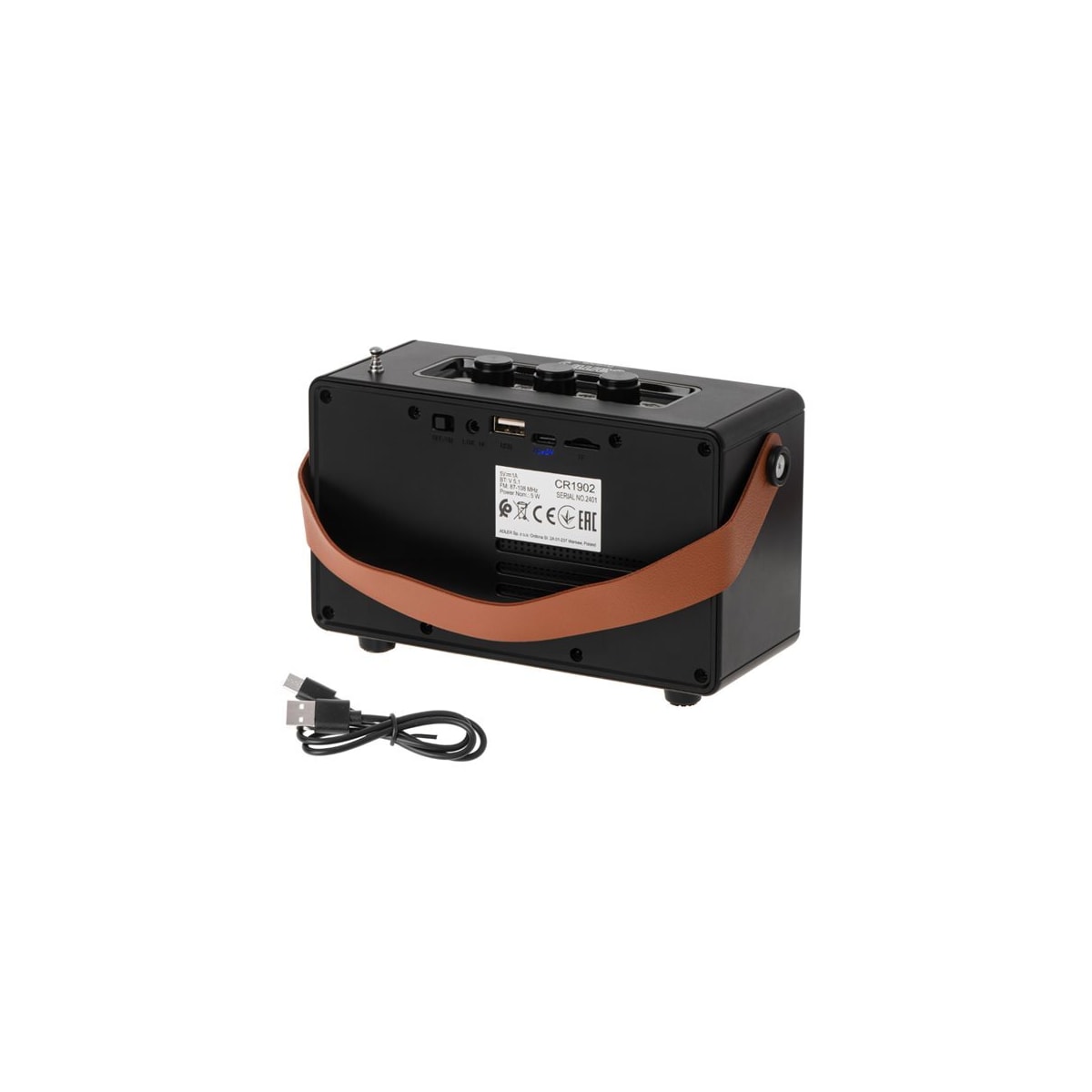 FM-radio med Bluetooth og TWS-funksjon - svart