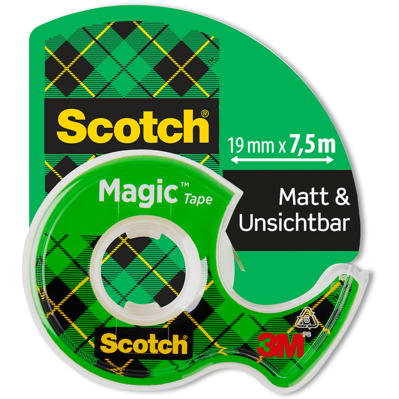 Scotch Klebeband Magic 810 mit Klebeabroller, 19 mm x 7.5 m