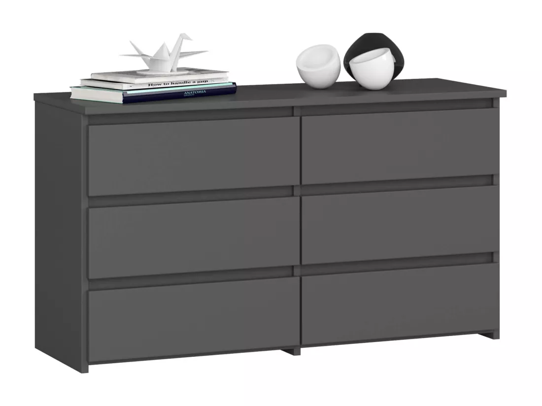 Petite Commode AKORD CL100 Gris Graphite 100 cm 6 tiroirs façade Gris Graphite 100x35x57 cm