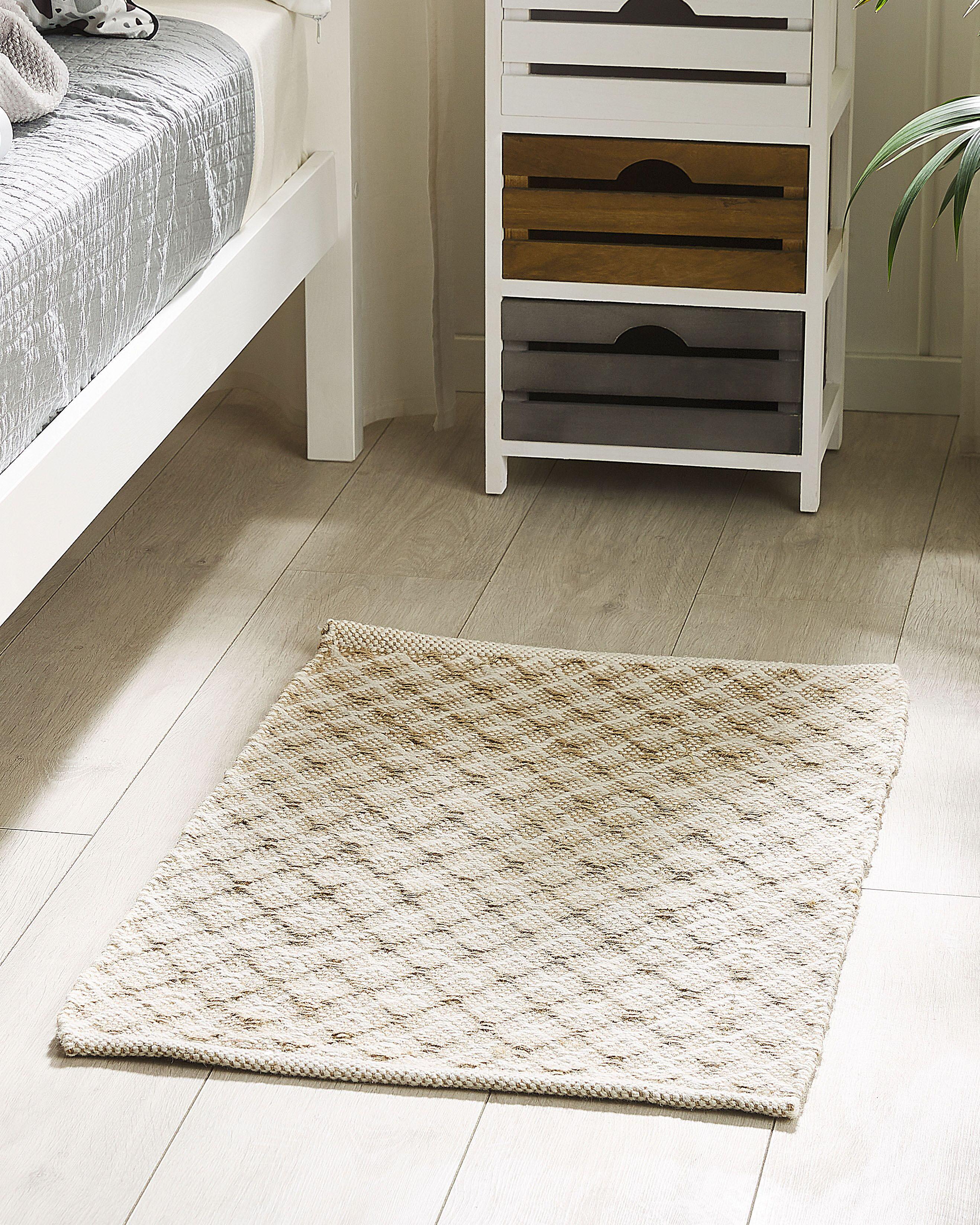 Vloerkleed AKBEZ Lichtbeige 50 x 80 cm Jute