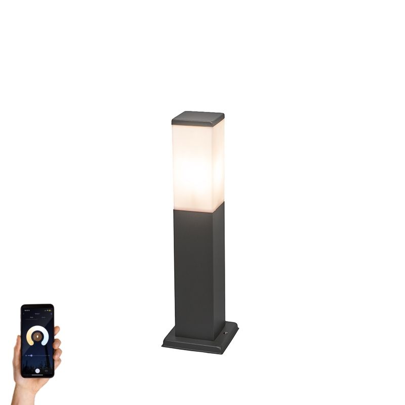 Smart buitenlamp paal donkergrijs 45 cm incl. Wifi P45 - Malios