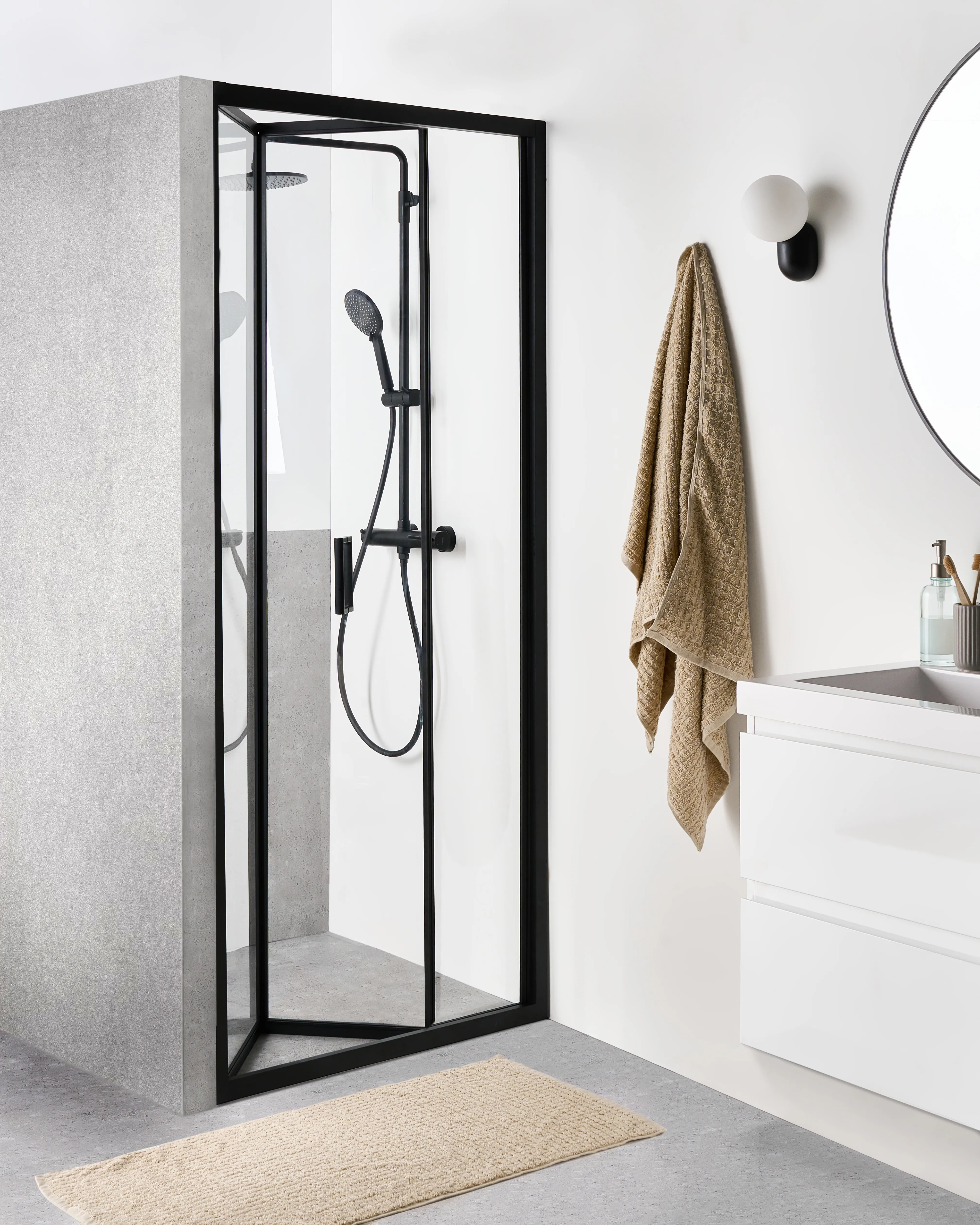 Tweevoudige douchedeur NELTUME 80 x 190 cm Zwart