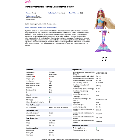 Barbie Dreamtopia Twinkle Lights havfrue dukke