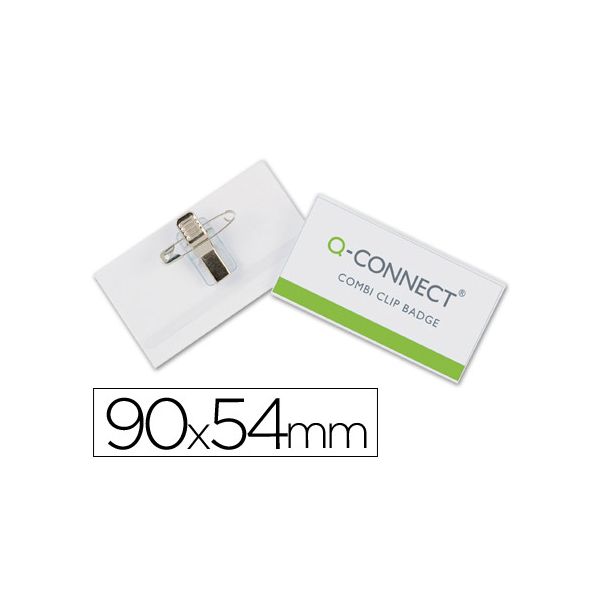 Q-Connect Identificador c/ Mola e Alfinete 54 x 90mm 50 Un.