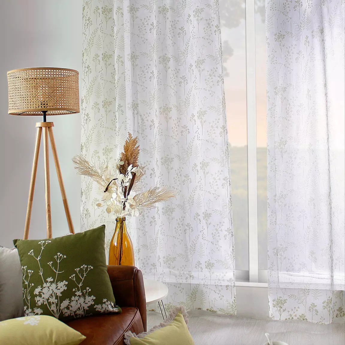Voilage (140 x 240 cm) Herbier Vert tilleul