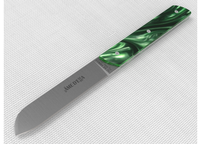 Service de 6 couteaux de table avec un manche en Madreperlato Vert et lame en acier inoxidable