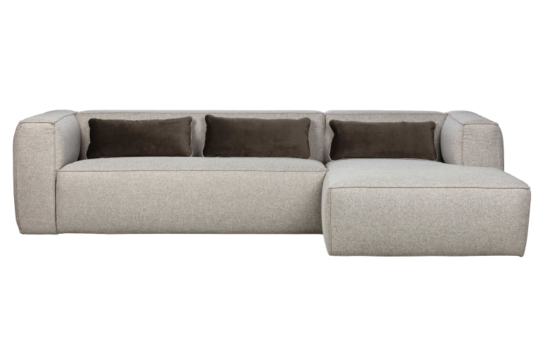 WOOOD Bean bank met chaise longue rechts lichtgrijs gemeleerd