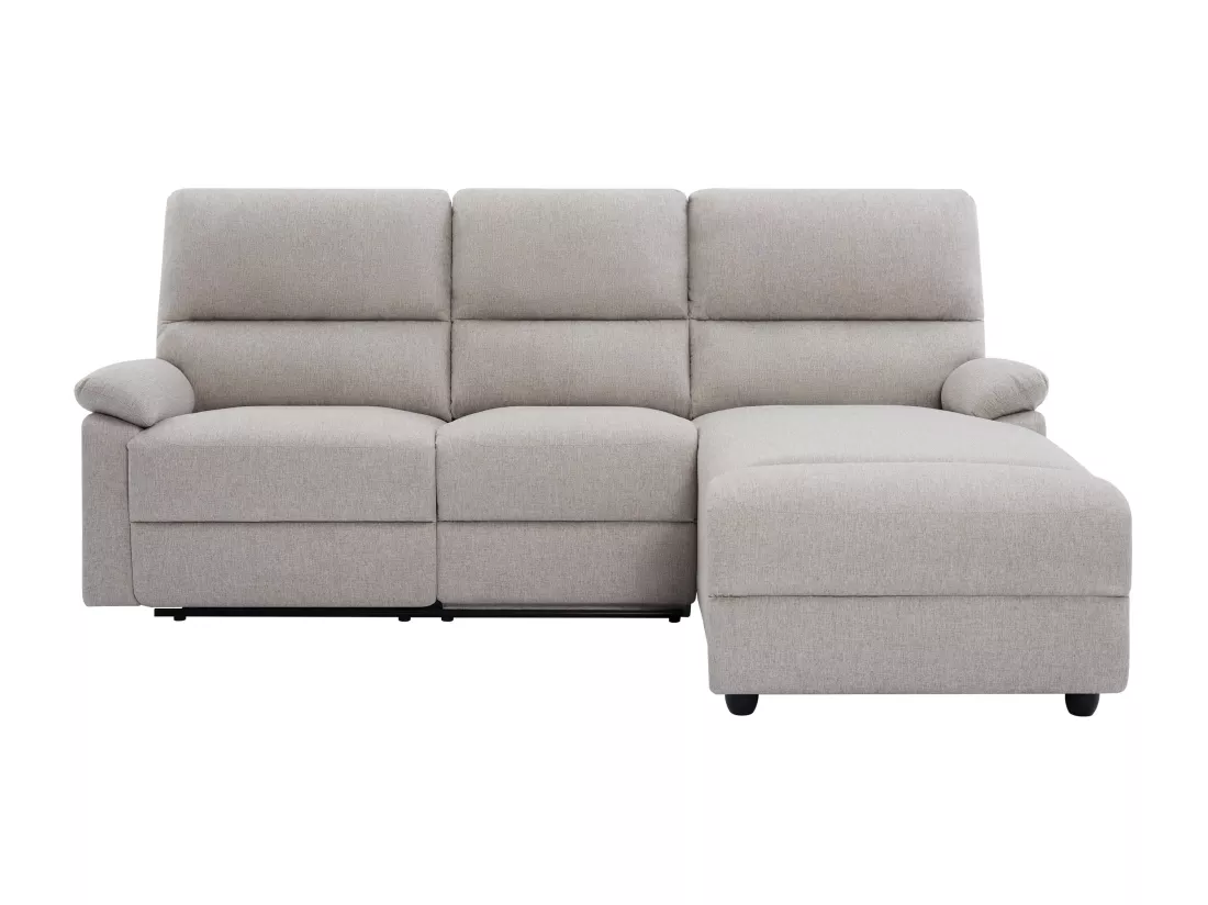 Canapé d'angle droit relax électrique en tissu beige LUNANO