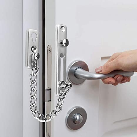 (17cm) Universal Türschloss Türkette Sicherheitsschloss aus rostfreiem Stahl für Wohnung / Haus / Hotel / Zimmer / Büro - Silber