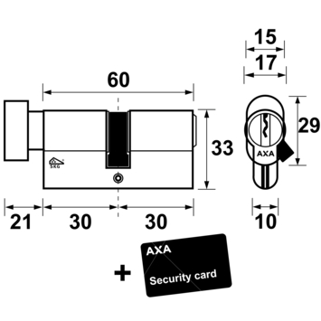 AXA veiligheidscilinder xtreme knop 30-30mm SKG***