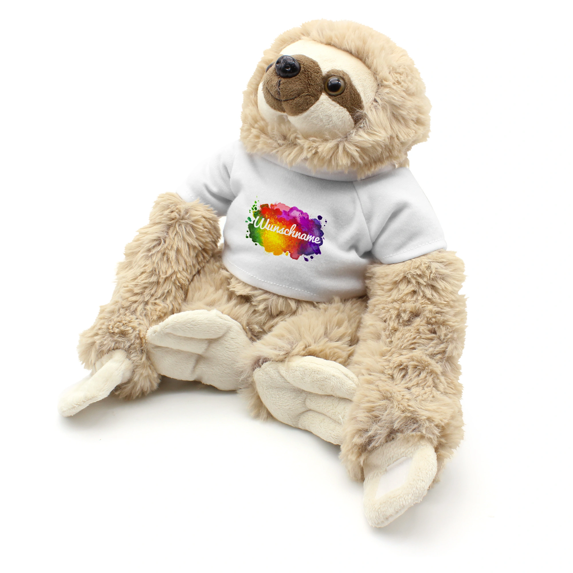 Kuscheltier Faultier mit Namen (Motiv: Colorpaint)