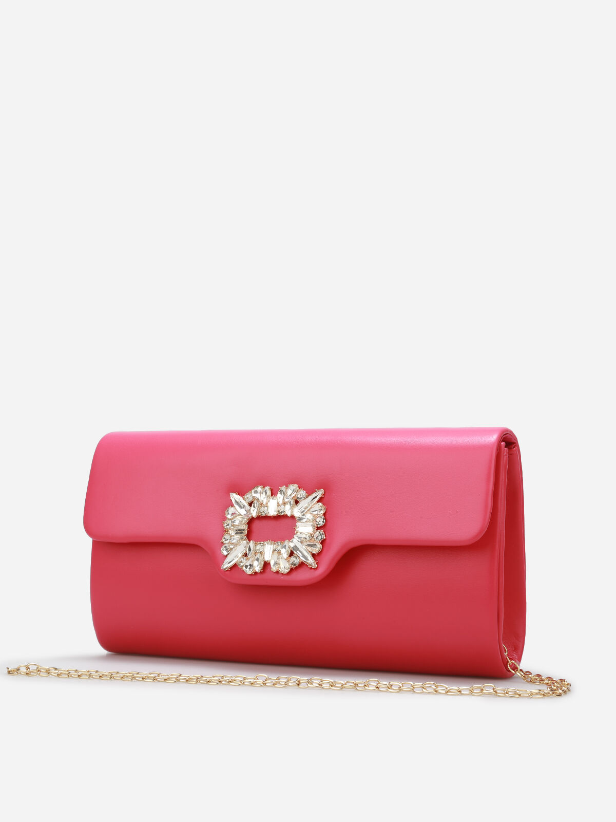 Pochette enveloppe à bijoux strass- Fuchsia