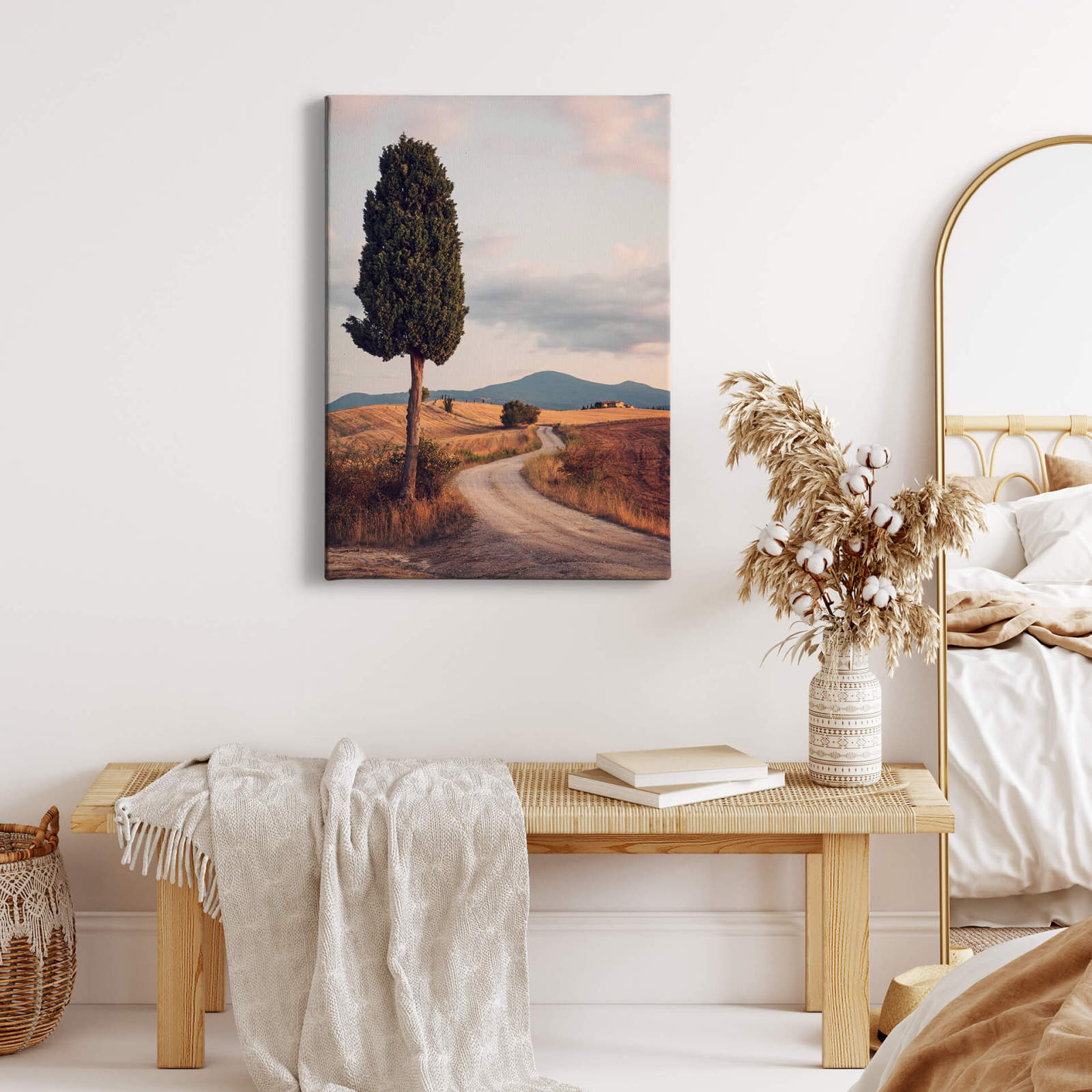 Leinwandbild ZYPRESSENWEG - grün-beige - 50x70 cm