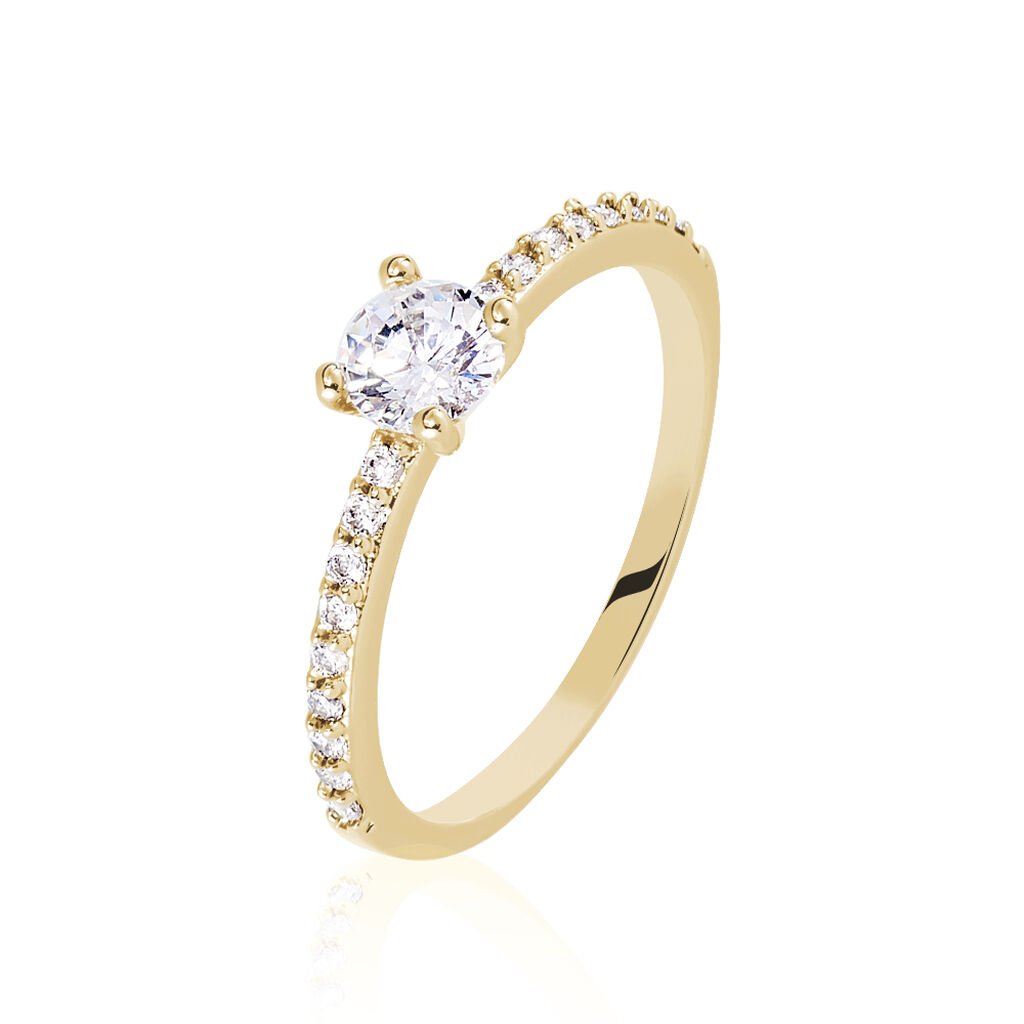 Bague Solitaire Mireilla Plaqué Or Jaune Oxyde De Zirconium