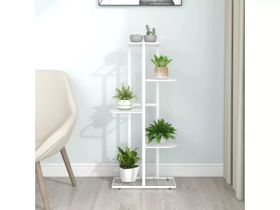 Support pour plantes 5 niveaux 43x22x98 cm Blanc Métal