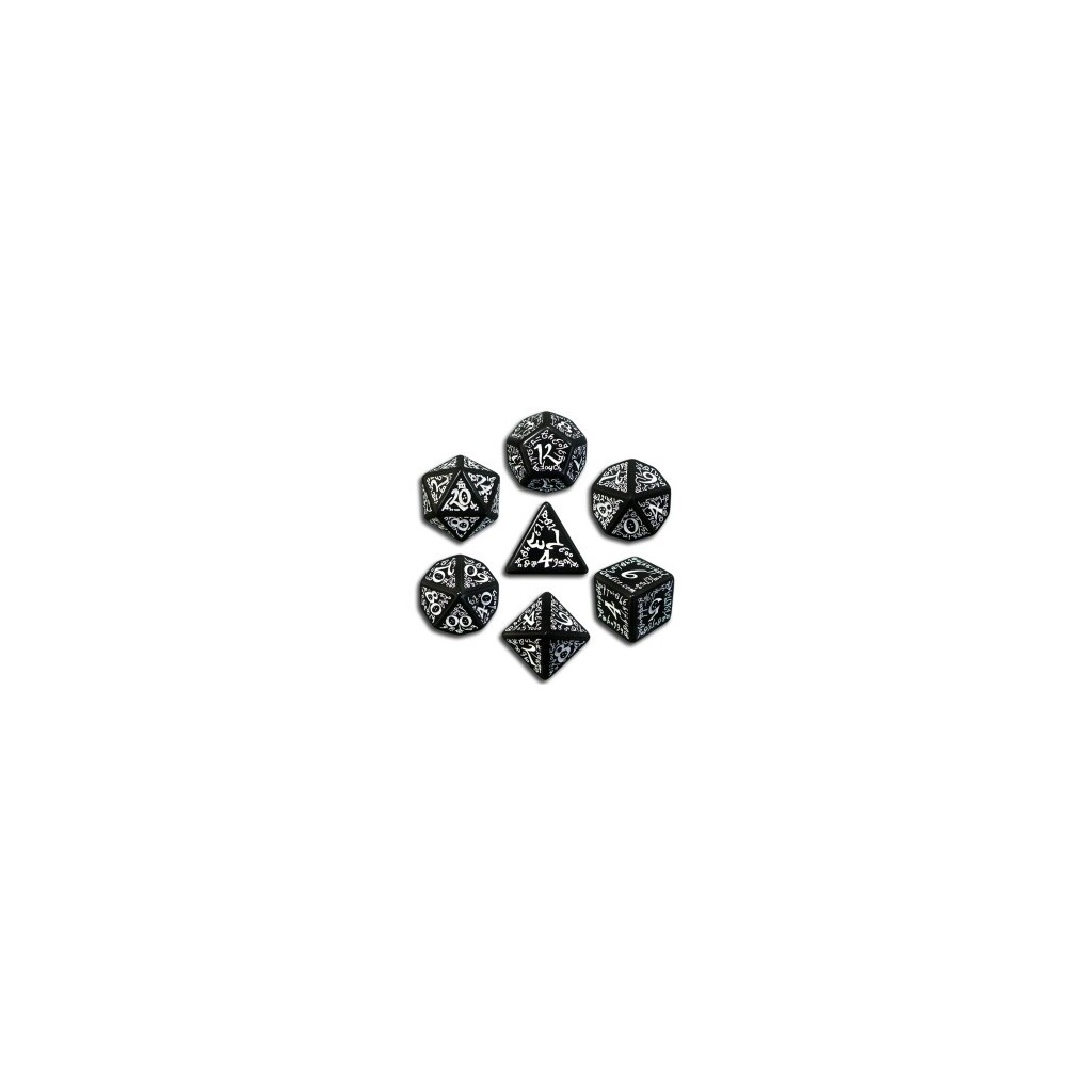 Set de Dés Elfiques Noirs et Blanc