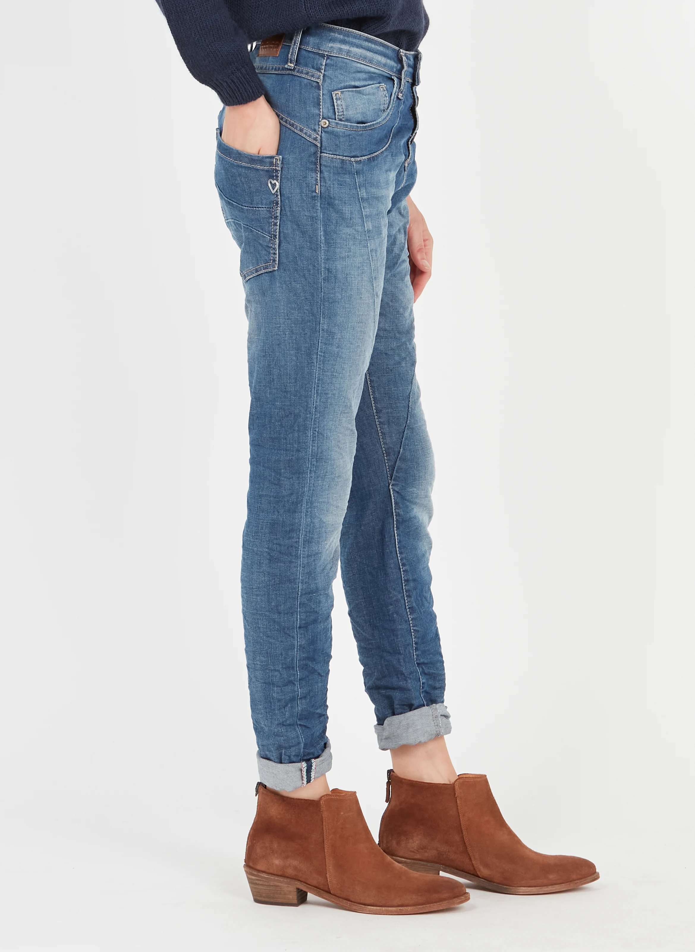 Jean boyfriend taille normale | Bleu